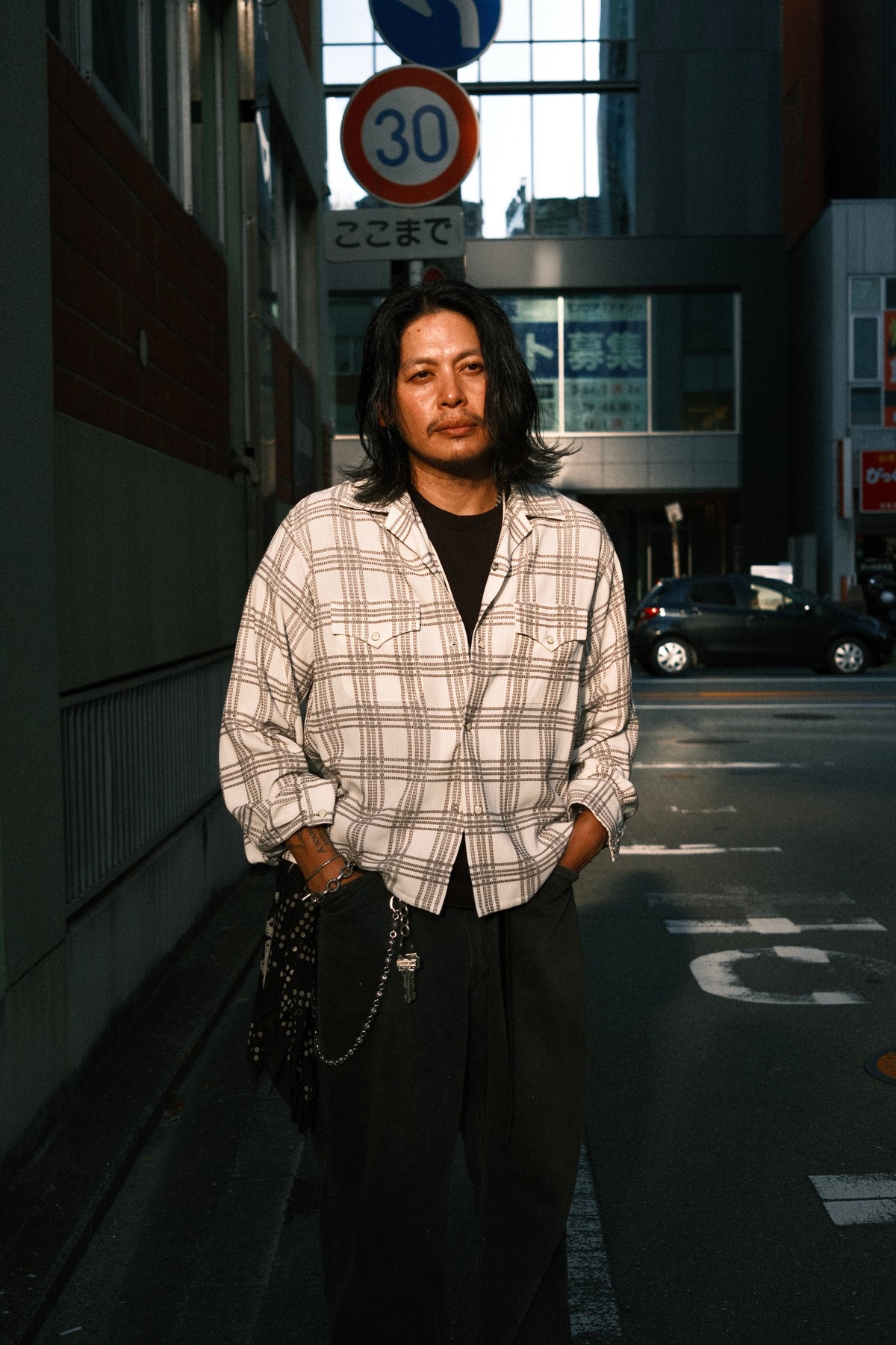 The Letters : OPEN COLLAR SHIRT -SASHIKO CHECK RAYON- / IVORY