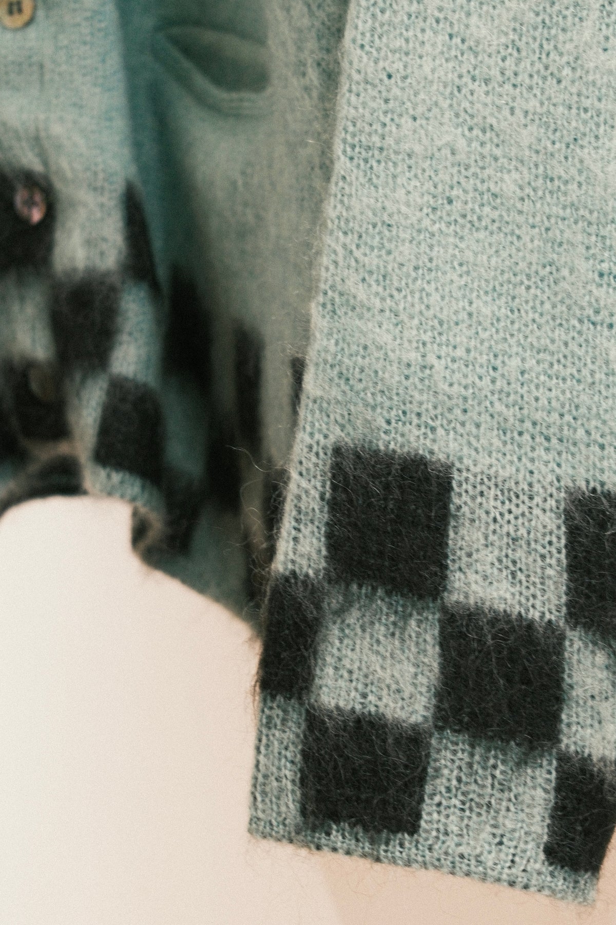 TODAY edition : CHECKER MOHAIR CARDIGAN / BLUE