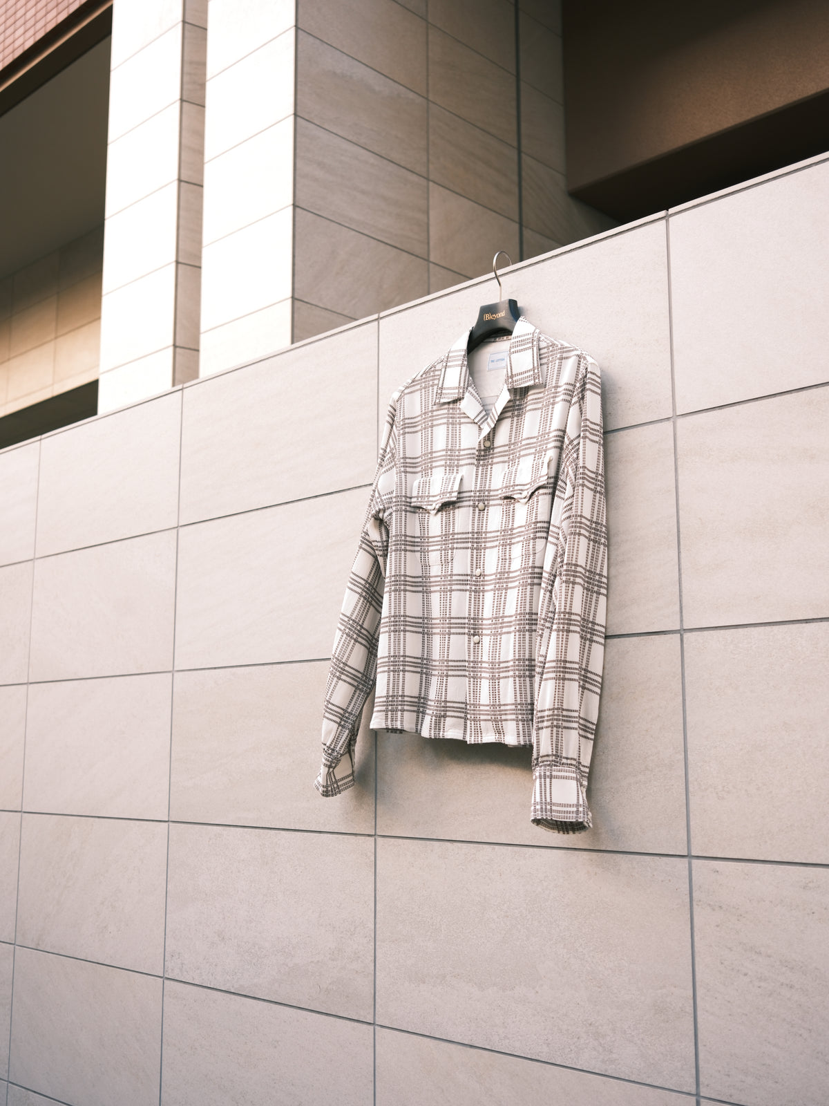 The Letters : OPEN COLLAR SHIRT -SASHIKO CHECK RAYON- / IVORY