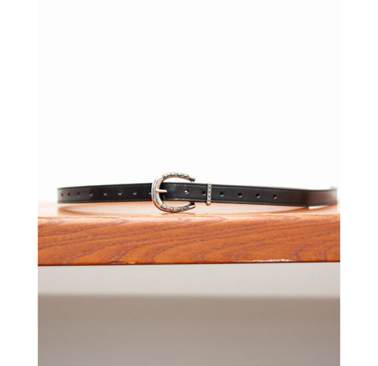 The Letters : DOUBLE SIDED HORSESHOE LONG BELT -COW HIDE- / BLACK
