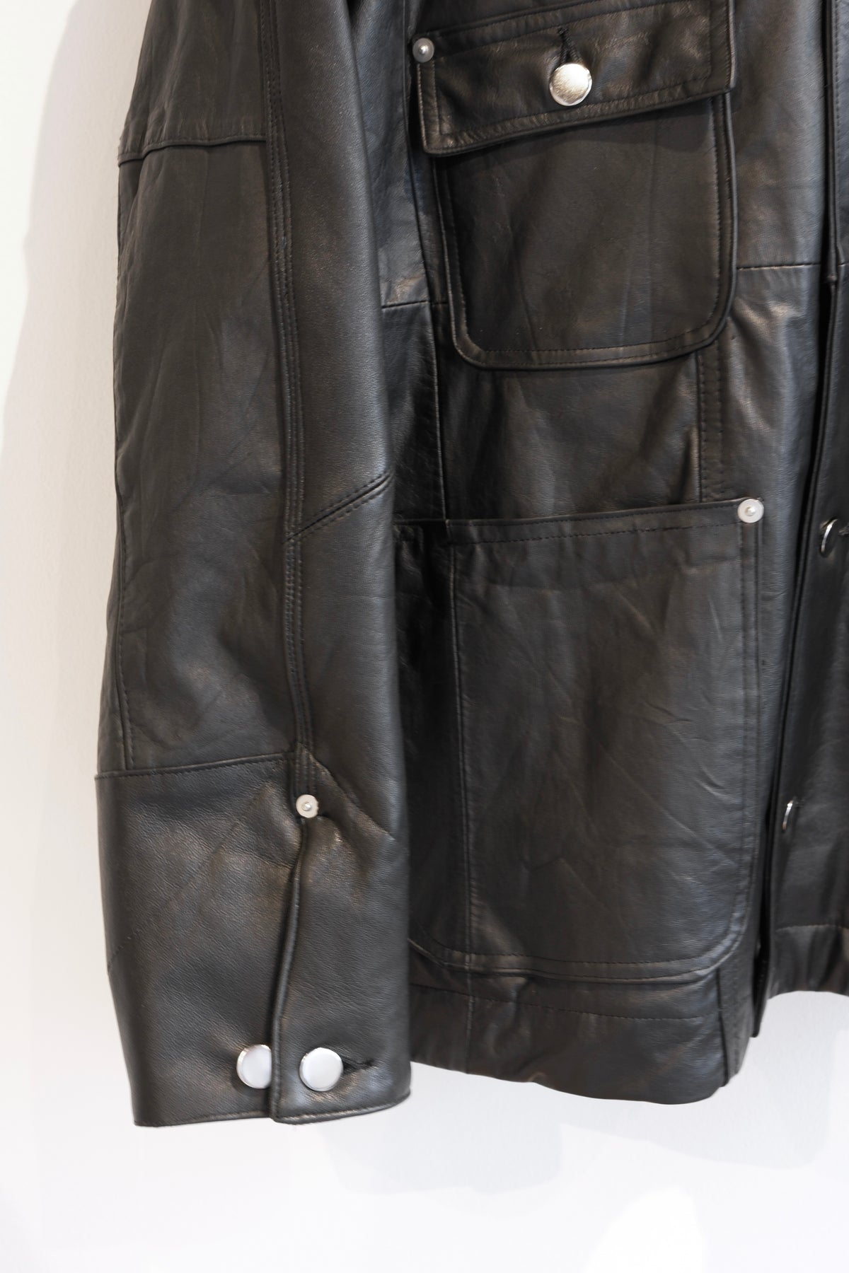 OLDPARK : LEATHER CHORE COAT (BLACK、Mサイズ)