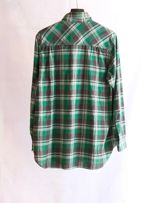 The Letters : WORKERS SHIRT -CHECK OPEN END YARN COTTON- / GREEN