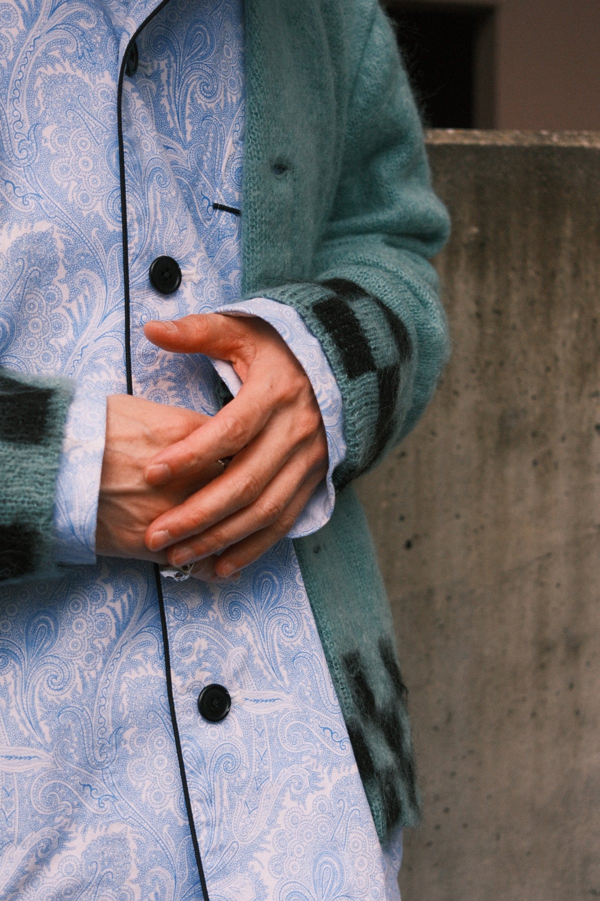 TODAY edition : CHECKER MOHAIR CARDIGAN / BLUE