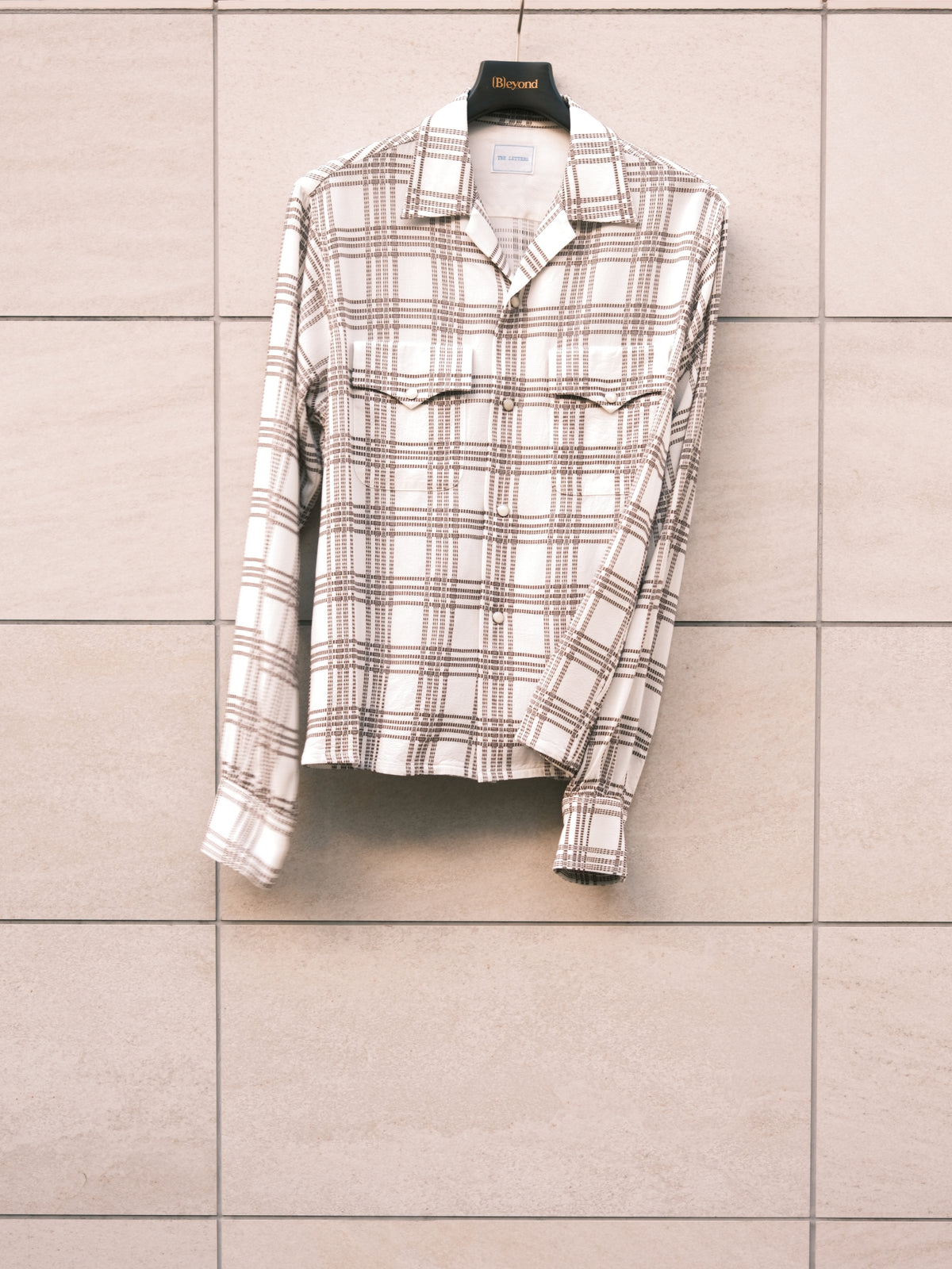 The Letters : OPEN COLLAR SHIRT -SASHIKO CHECK RAYON- / IVORY