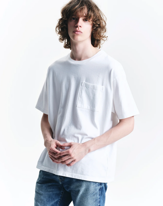 MINEDENIM : FASHION IS LANGUAGE Crewneck Pocket Tee / WHITE