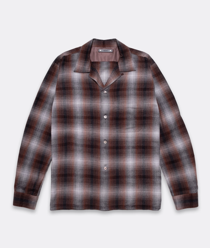 MINEDENIM : T.Rayon Ombre Open Collar Shirt / BRT
