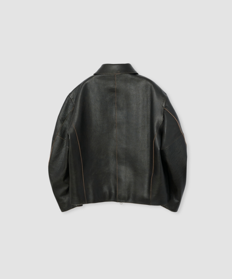 JOHN MASON SMITH / JANE SMITH : COW LEATHER VINTAGE FINISHED ZIP BLOUSON