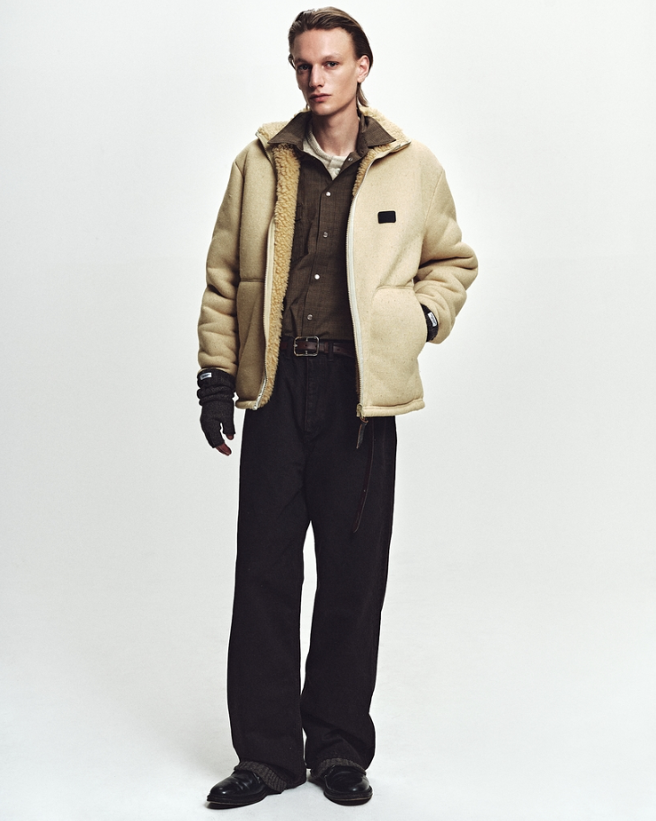 JOHN MASON SMITH / JANE SMITH : POLYESTER BOA FLEECE REVERSIBLE ZIP UP JACKET