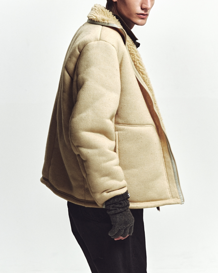 JOHN MASON SMITH / JANE SMITH : POLYESTER BOA FLEECE REVERSIBLE ZIP UP JACKET