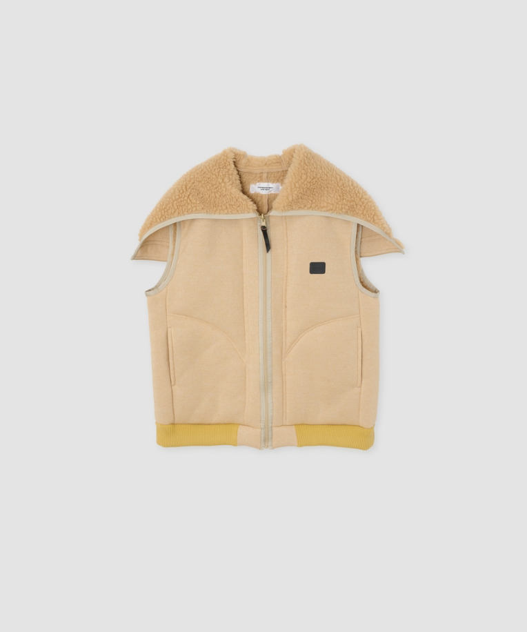 JOHN MASON SMITH / JANE SMITH : POLYESTER BOA FLEECE REVERSIBLE ZIP UP HOODED VEST