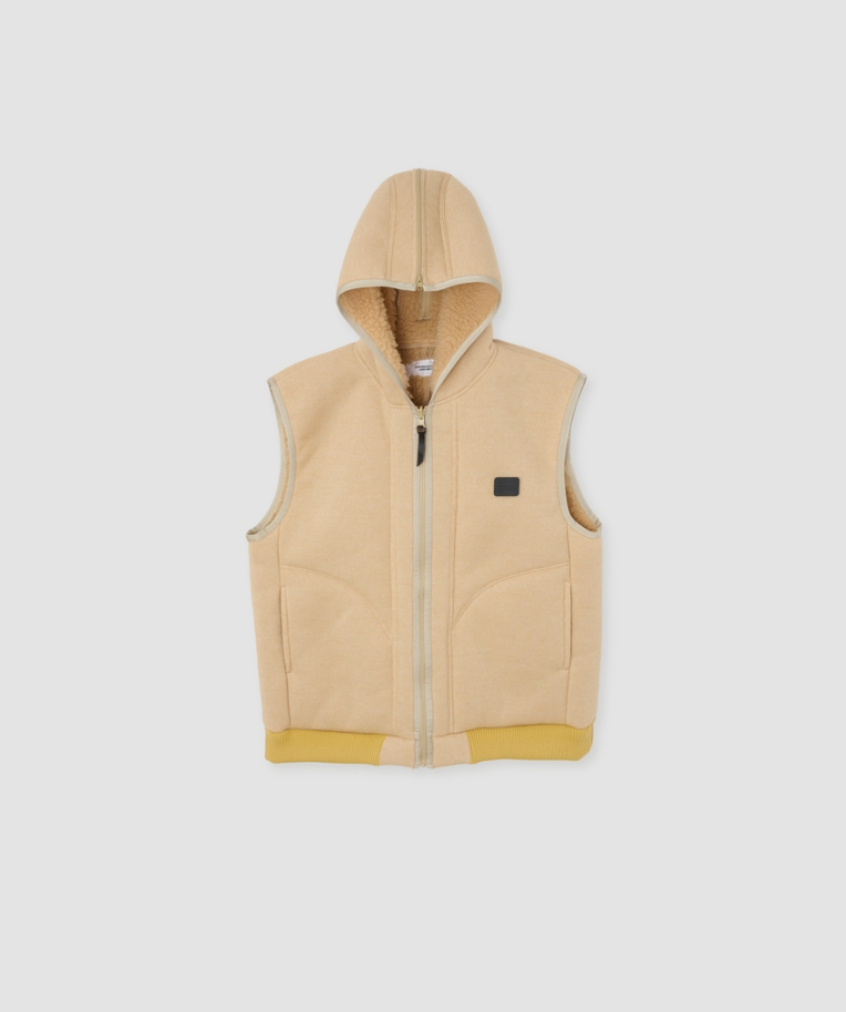 JOHN MASON SMITH / JANE SMITH : POLYESTER BOA FLEECE REVERSIBLE ZIP UP HOODED VEST