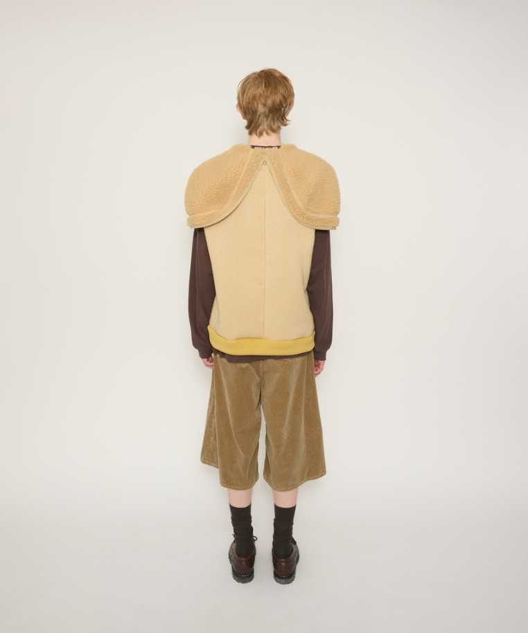 JOHN MASON SMITH / JANE SMITH : POLYESTER BOA FLEECE REVERSIBLE ZIP UP HOODED VEST