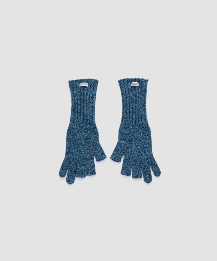 JOHN MASON SMITH / JANE SMITH : 5G THREE FINGERLESS KNIT GLOVE / BLUE MIX