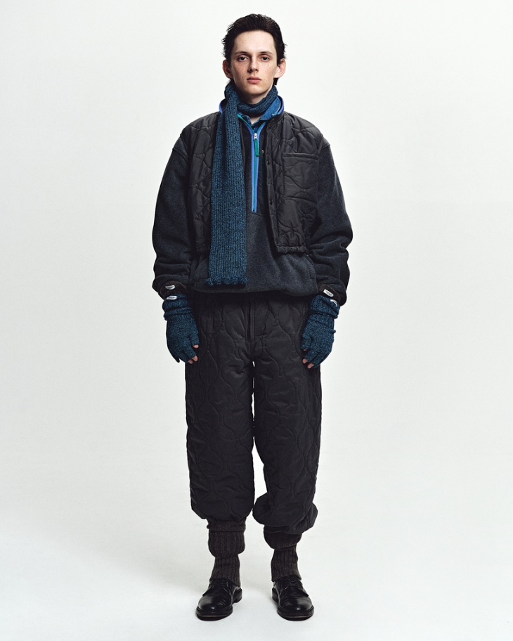JOHN MASON SMITH / JANE SMITH : 5G THREE FINGERLESS KNIT GLOVE / BLUE MIX