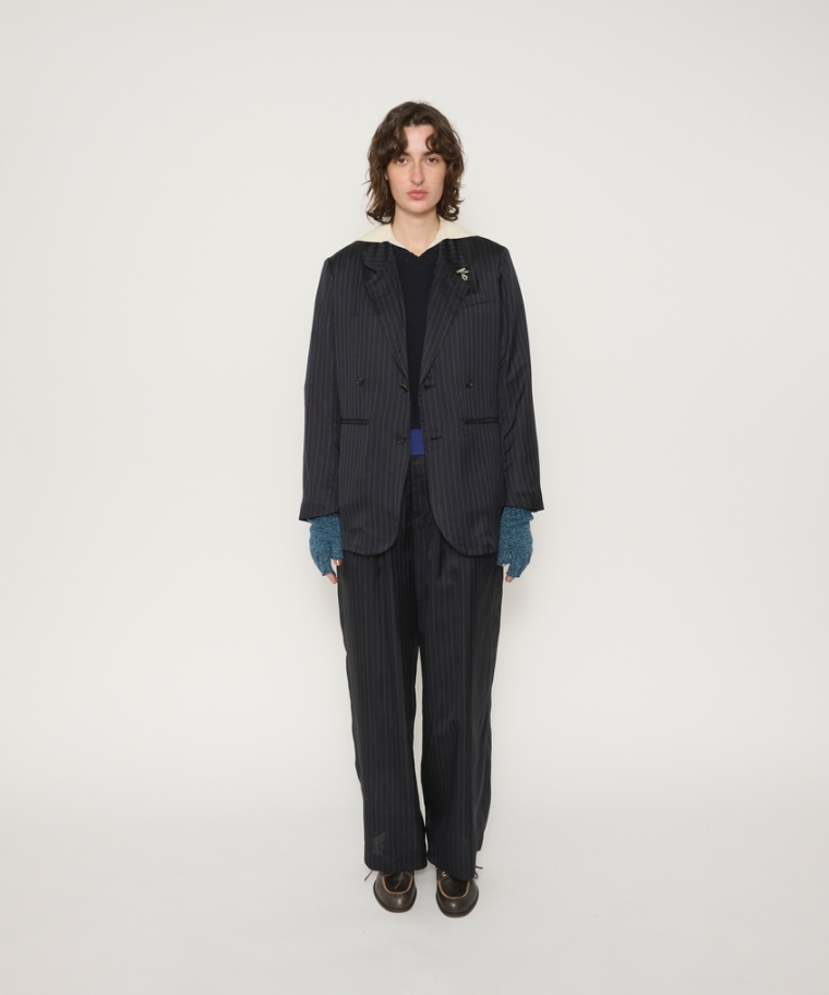 JOHN MASON SMITH / JANE SMITH : 5G THREE FINGERLESS KNIT GLOVE / BLUE MIX