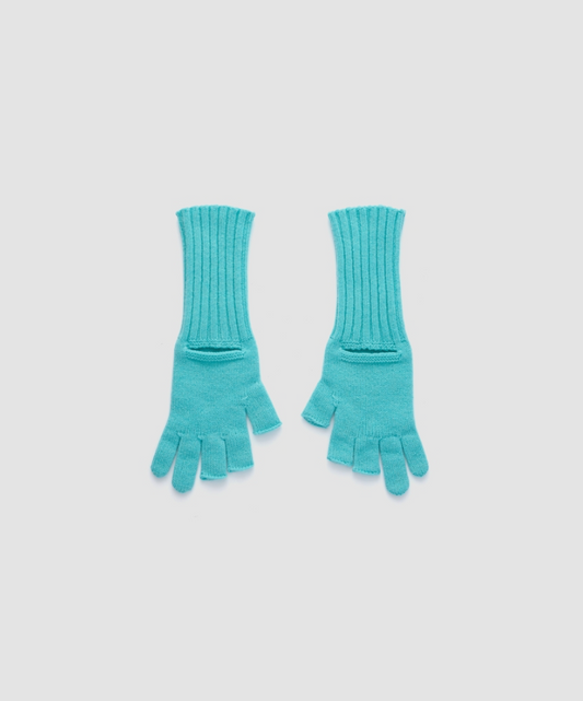 JOHN MASON SMITH / JANE SMITH : 5G THREE FINGERLESS KNIT GLOVE / TURQUOIS