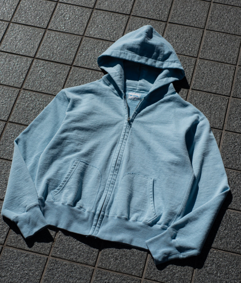 The Letters : SWEATSHIRT ZIP UP HOODIE -LOOPWHEEL FLEECE COTTON- / SAX
