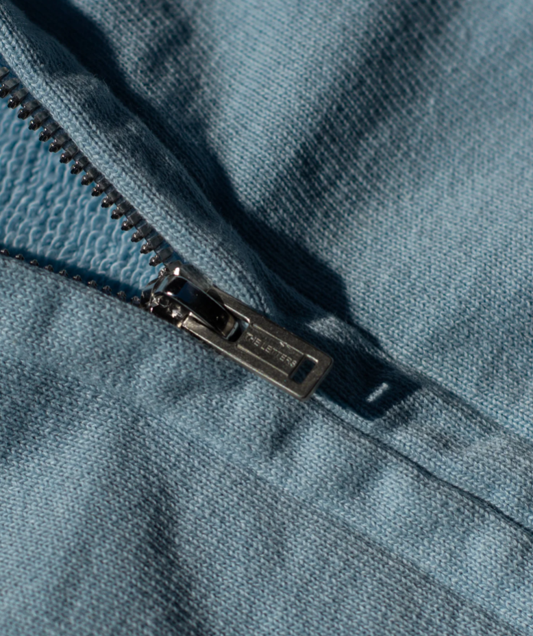 The Letters : SWEATSHIRT ZIP UP HOODIE -LOOPWHEEL FLEECE COTTON- / SAX