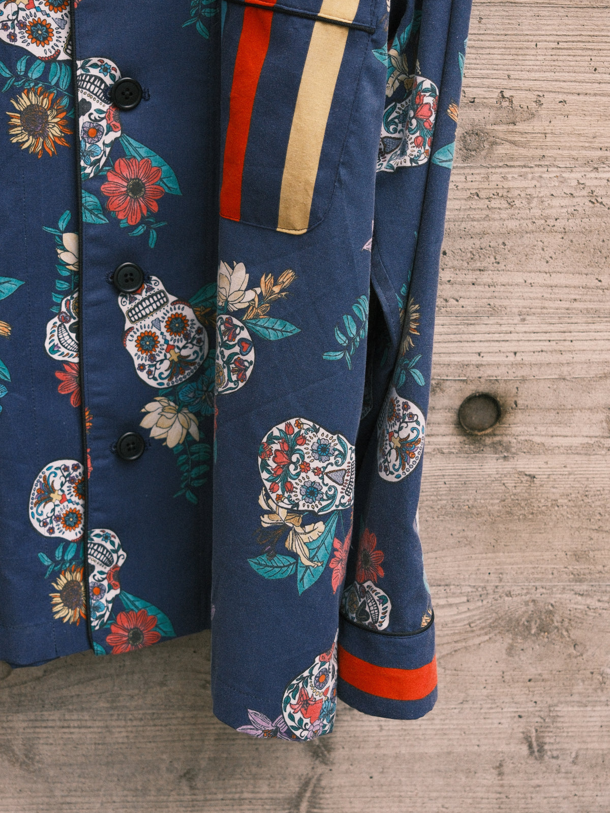 OLDPARK : PAJAMA SHIRT -SHEET- "Mexican skull"/ Mサイズ