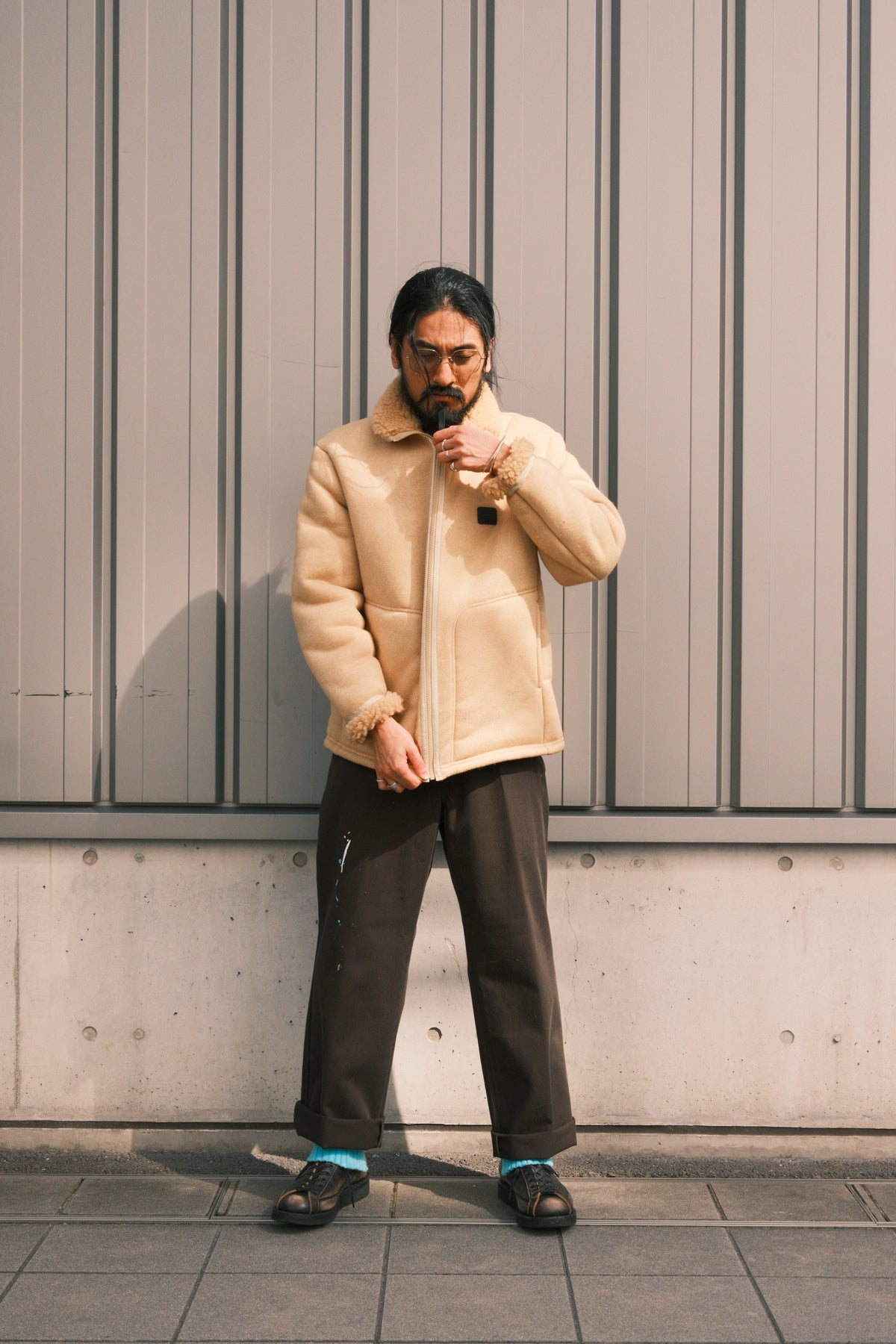 JOHN MASON SMITH / JANE SMITH : POLYESTER BOA FLEECE REVERSIBLE ZIP UP JACKET