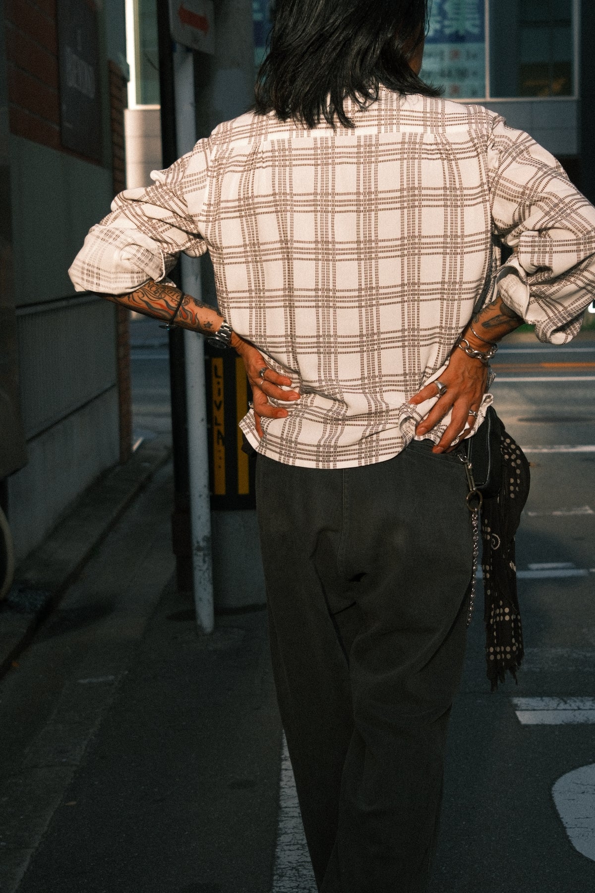 The Letters : OPEN COLLAR SHIRT -SASHIKO CHECK RAYON- / IVORY