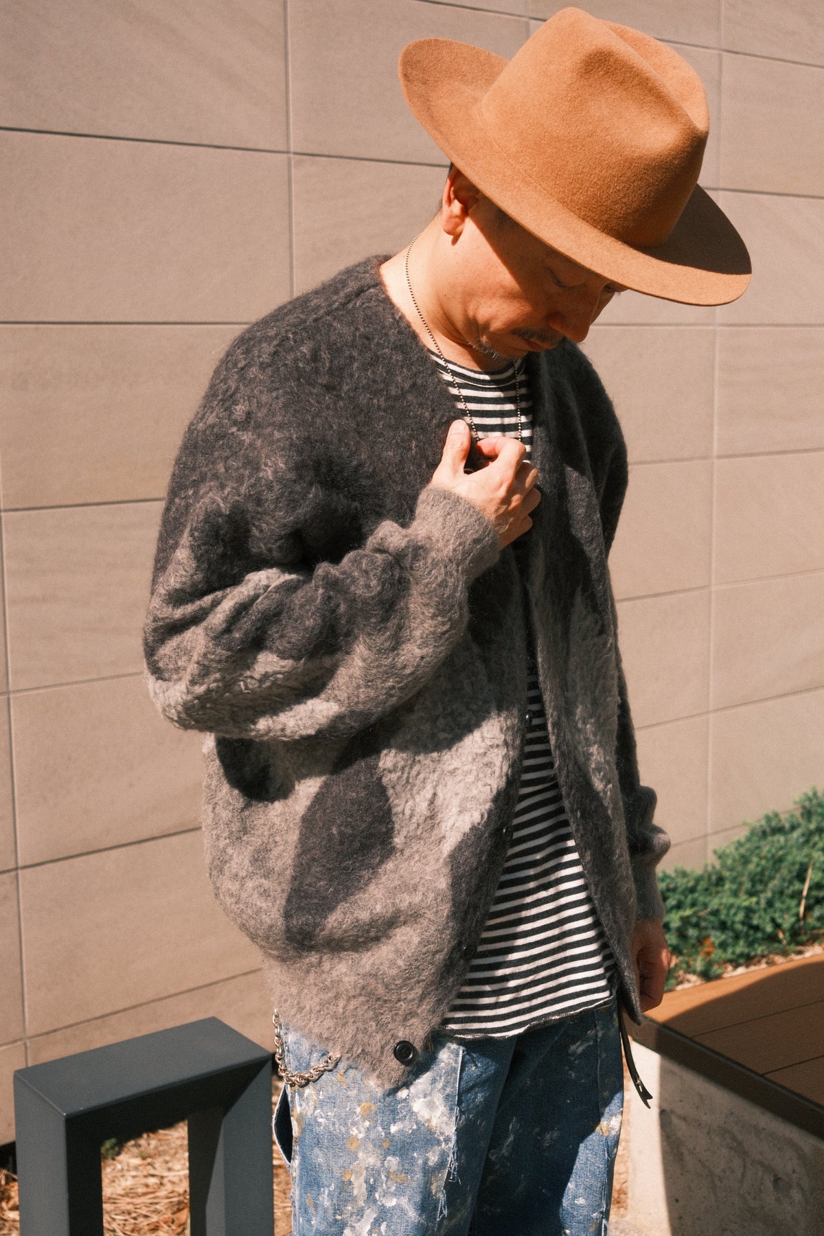 MINEDENIM : Mohair Argyle Knit Cardigan / GRT