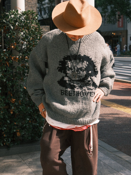 OLDPARK : BEETHOVEN KNIT (x Mcmachon Woolen) / GRAY