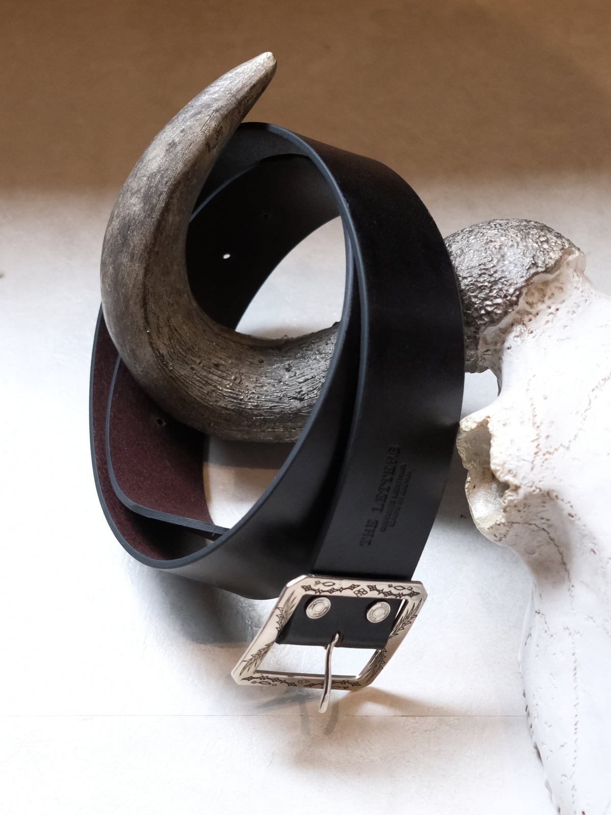 The Letters : GARRISON EMBROIDERY BELT -COW HIDE- / BLACK