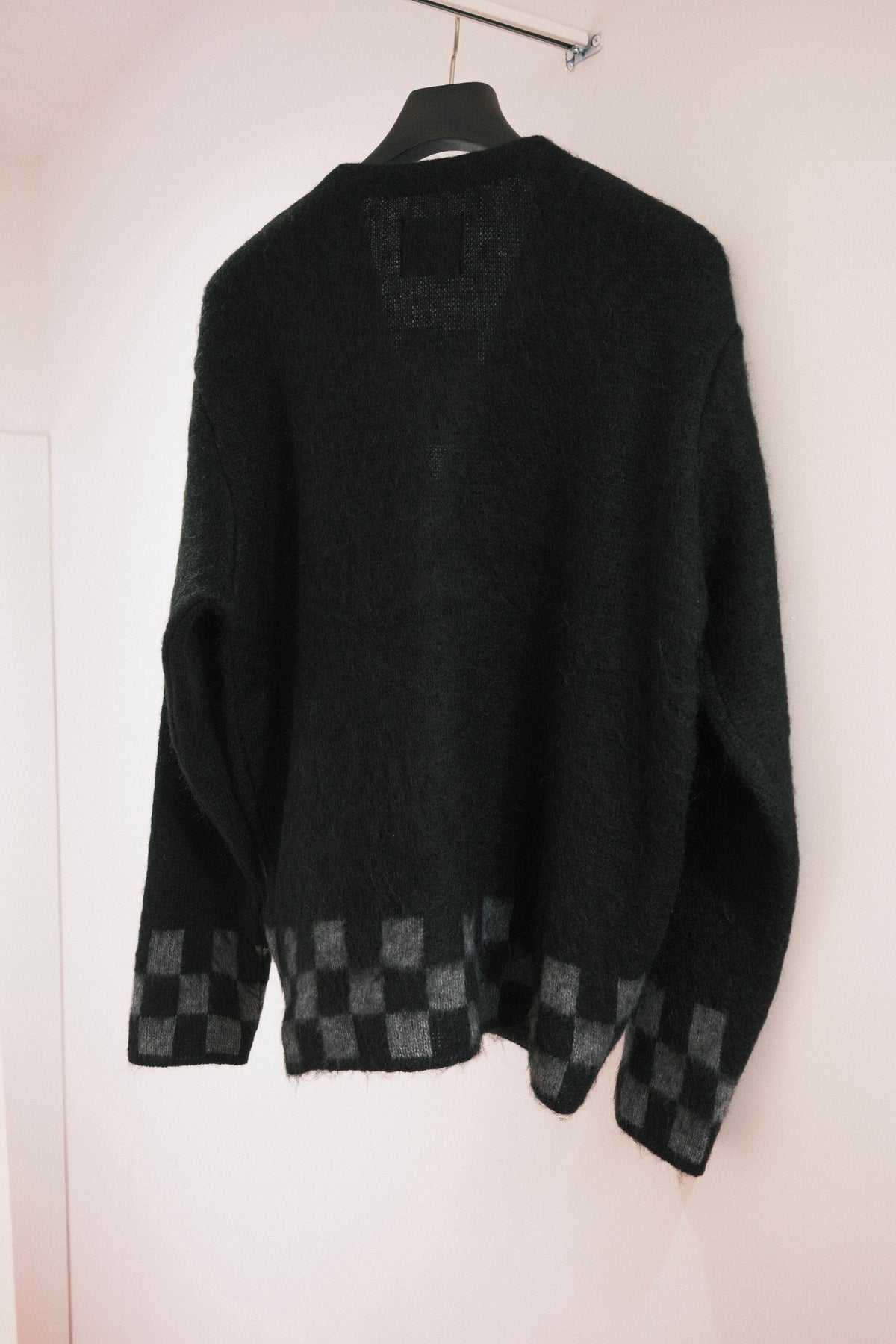 TODAY edition : CHECKER MOHAIR CARDIGAN / BLACK
