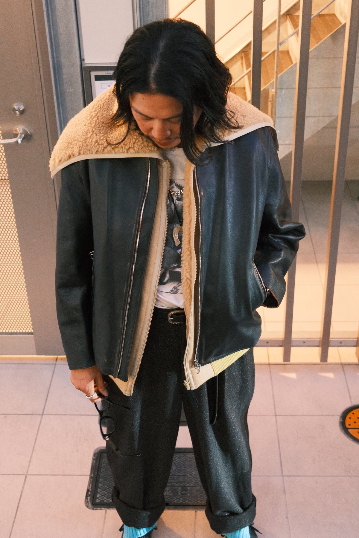 JOHN MASON SMITH / JANE SMITH : COW LEATHER VINTAGE FINISHED ZIP BLOUSON