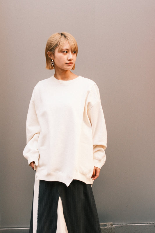 OLDPARK : COLLAB CREW SWEAT (x Healthknit) / WHITE