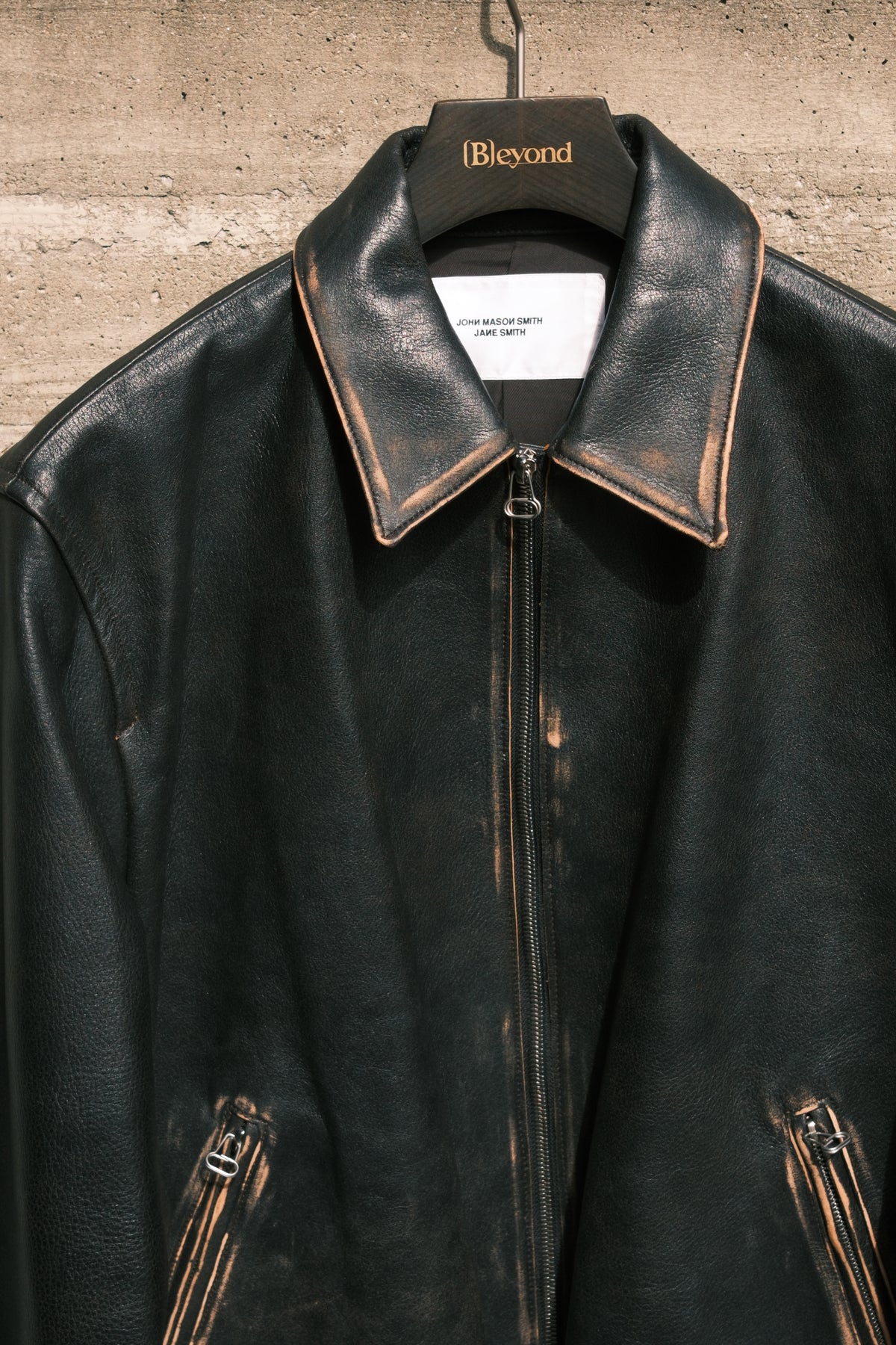 JOHN MASON SMITH / JANE SMITH : COW LEATHER VINTAGE FINISHED ZIP BLOUSON
