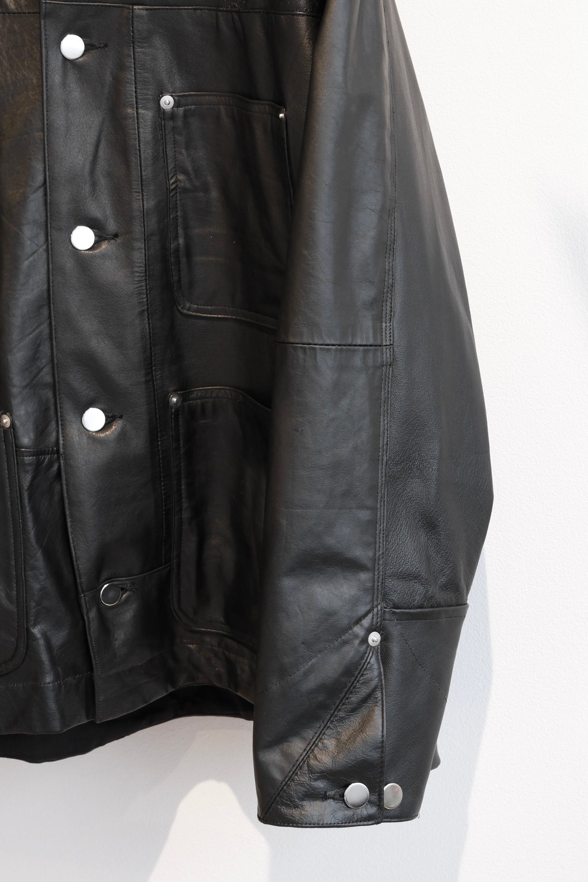OLDPARK : LEATHER CHORE COAT (BLACK、Lサイズ)
