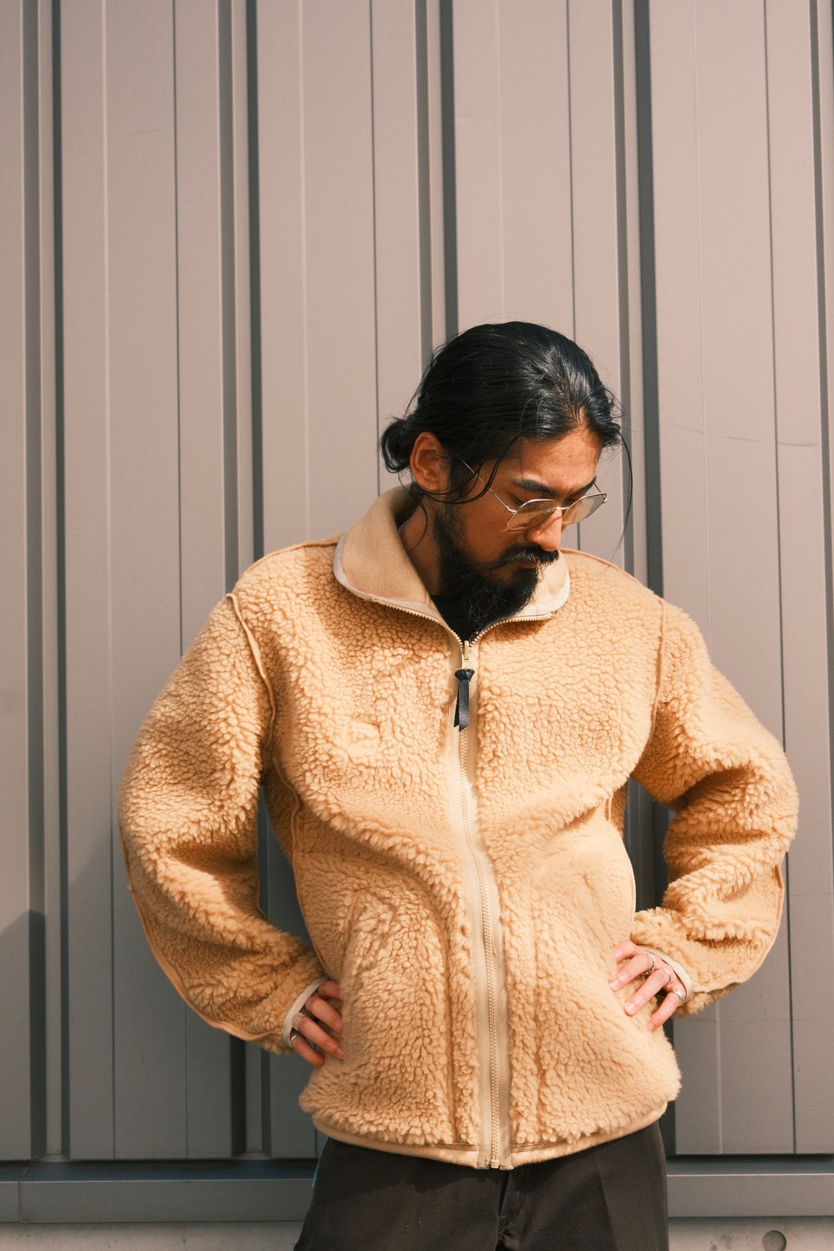 JOHN MASON SMITH / JANE SMITH : POLYESTER BOA FLEECE REVERSIBLE ZIP UP JACKET