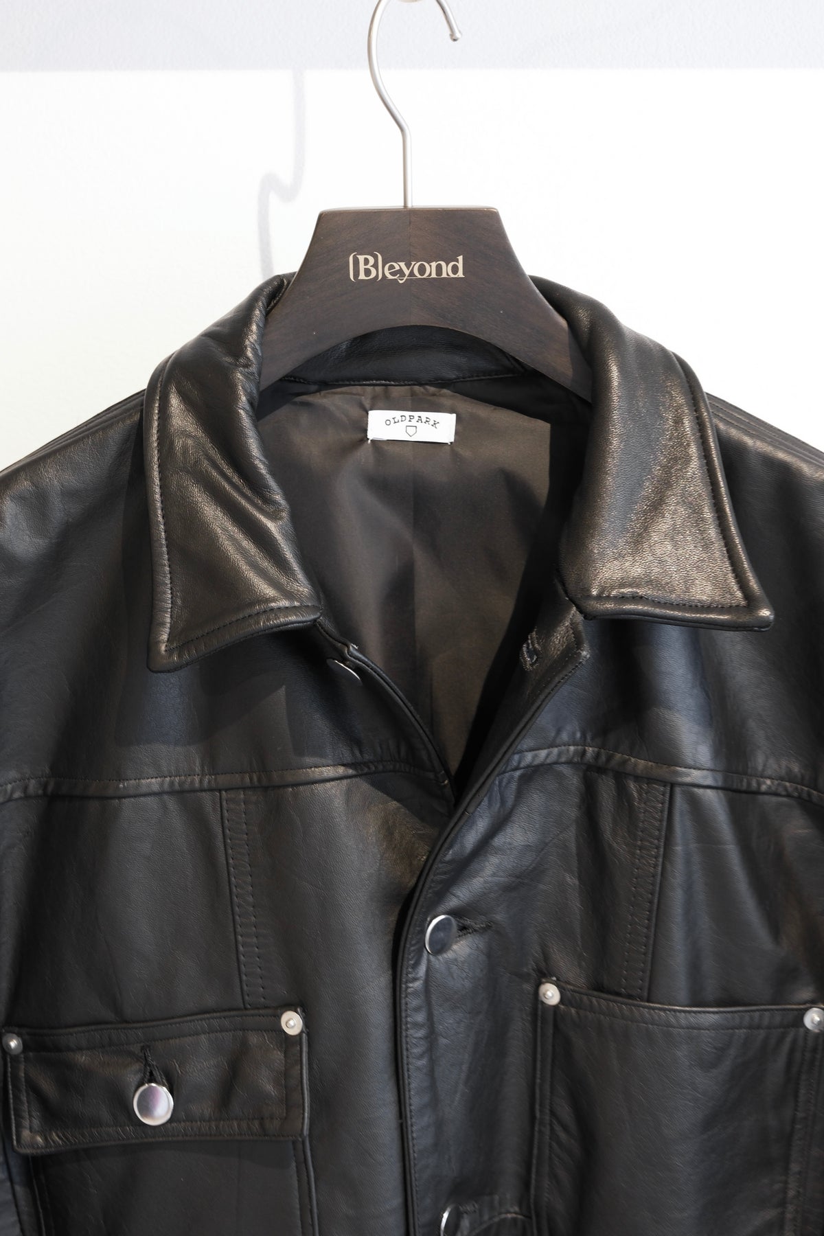 OLDPARK : LEATHER CHORE COAT (BLACK、Mサイズ)
