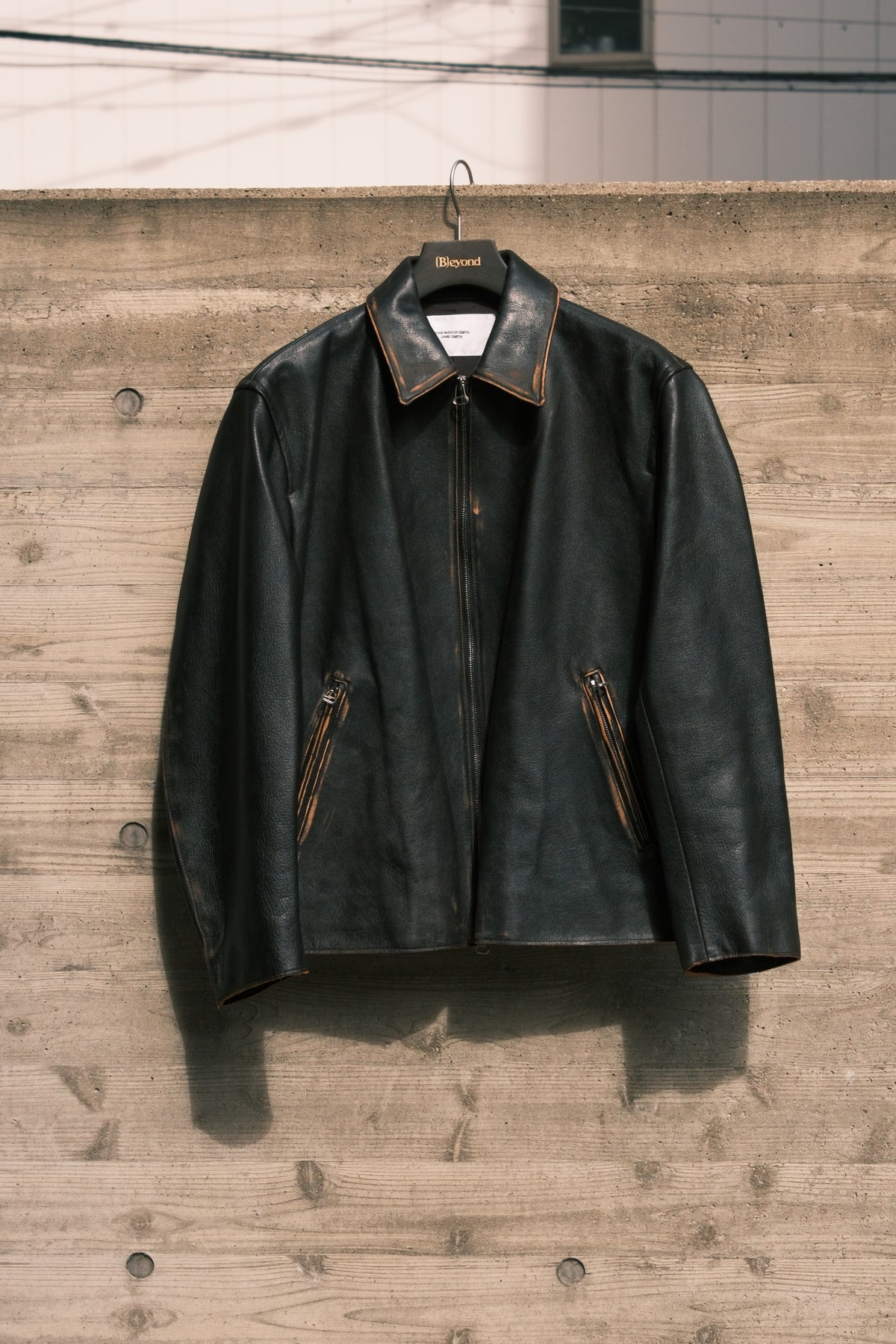 JOHN MASON SMITH / JANE SMITH : COW LEATHER VINTAGE FINISHED ZIP BLOUSON
