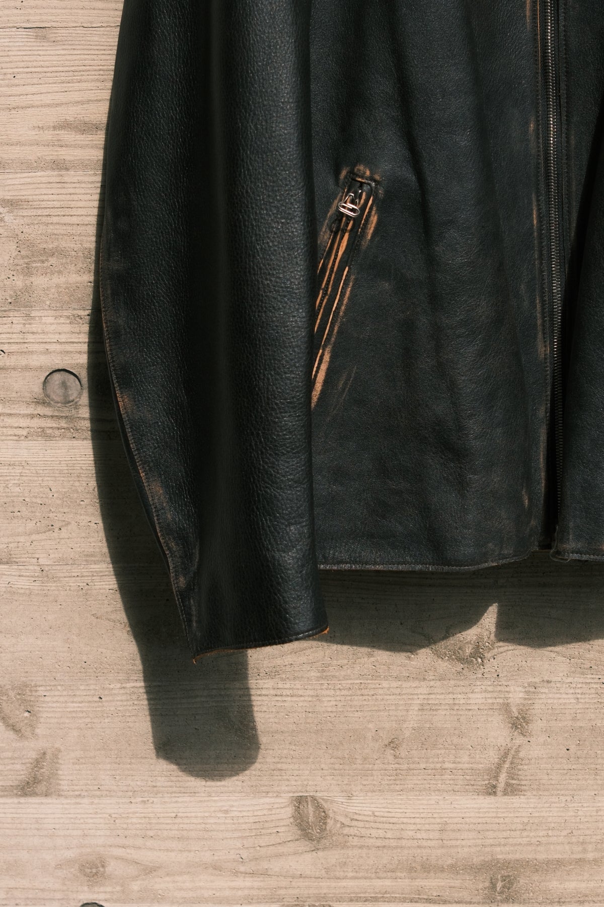 JOHN MASON SMITH / JANE SMITH : COW LEATHER VINTAGE FINISHED ZIP BLOUSON