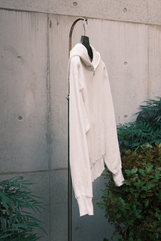 The Letters : SWEATSHIRT ZIP UP HOODIE -LOOPWHEEL FLEECE COTTON- / IVORY