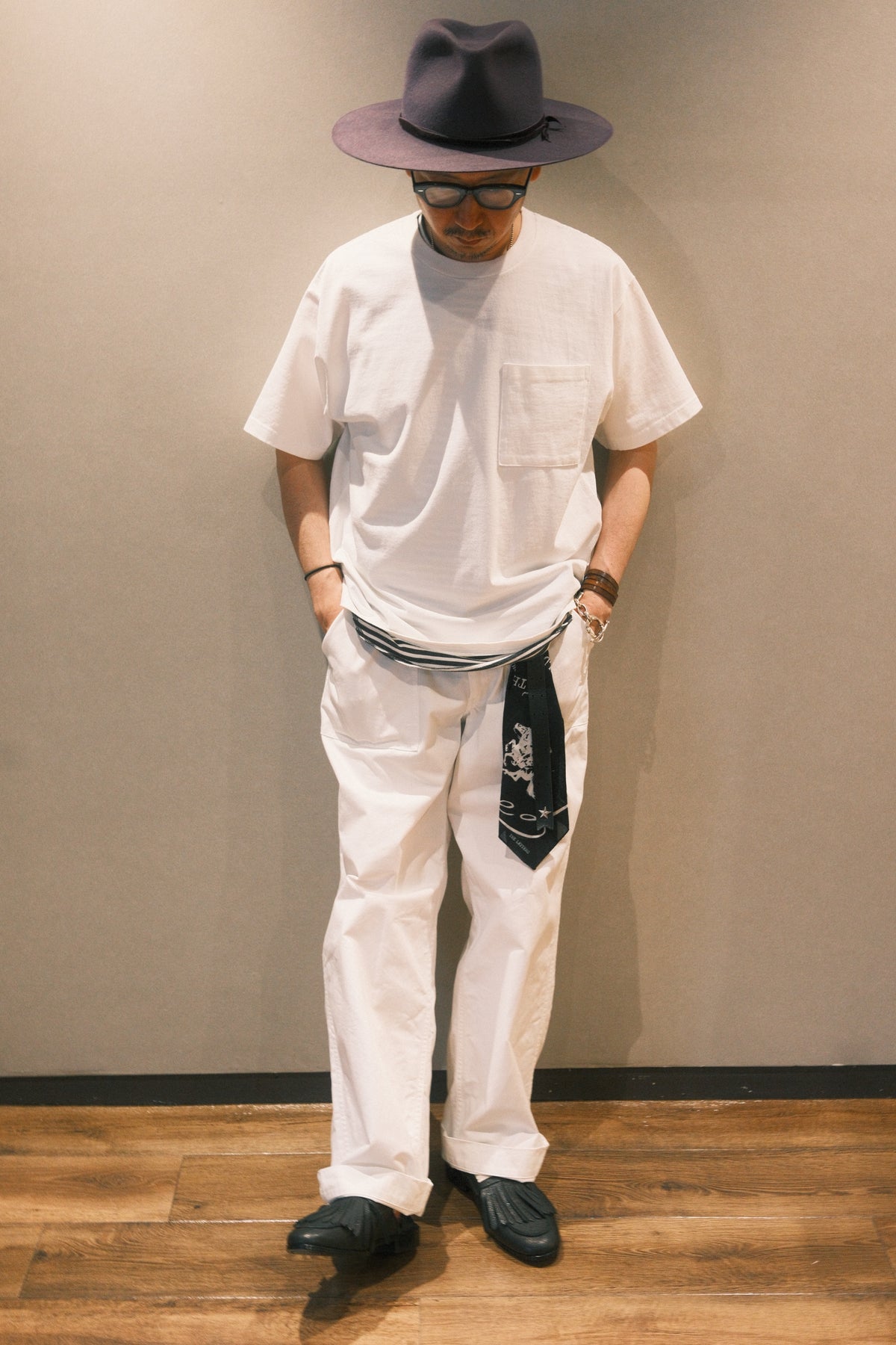 MINEDENIM : FASHION IS LANGUAGE Crewneck Pocket Tee / WHITE