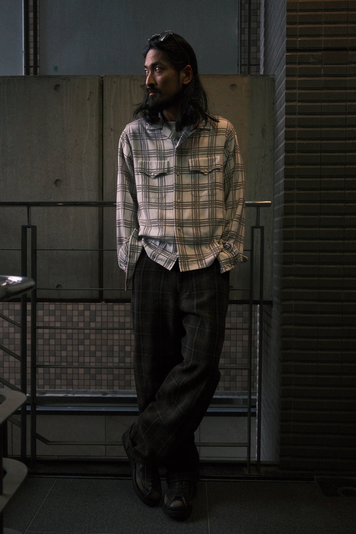 The Letters : WORKERS PANTS -CORKSCREW YARN CHECK WOOL-