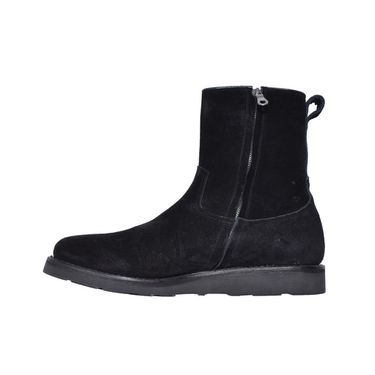 MINEDENIM : Suede Leather Side Zipper Boots / BLACK