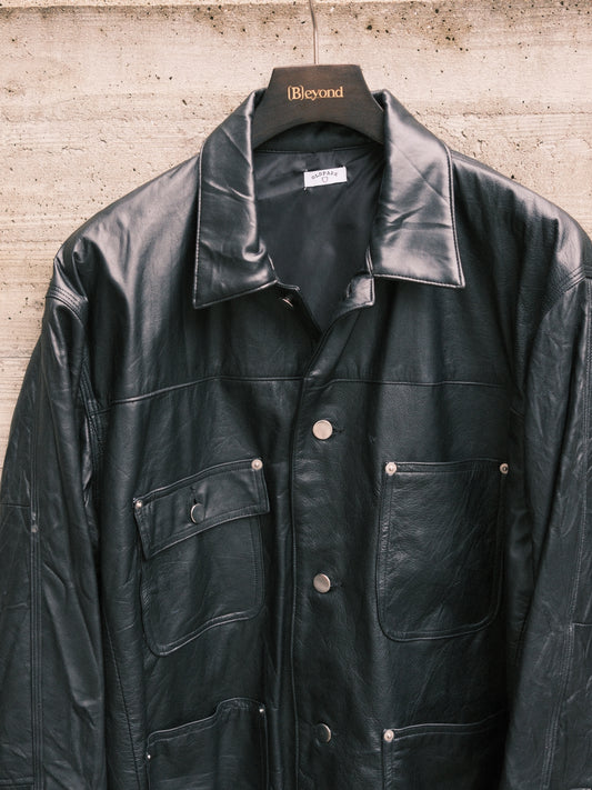 OLDPARK : LEATHER CHORE COAT (BLACK、XLサイズ)