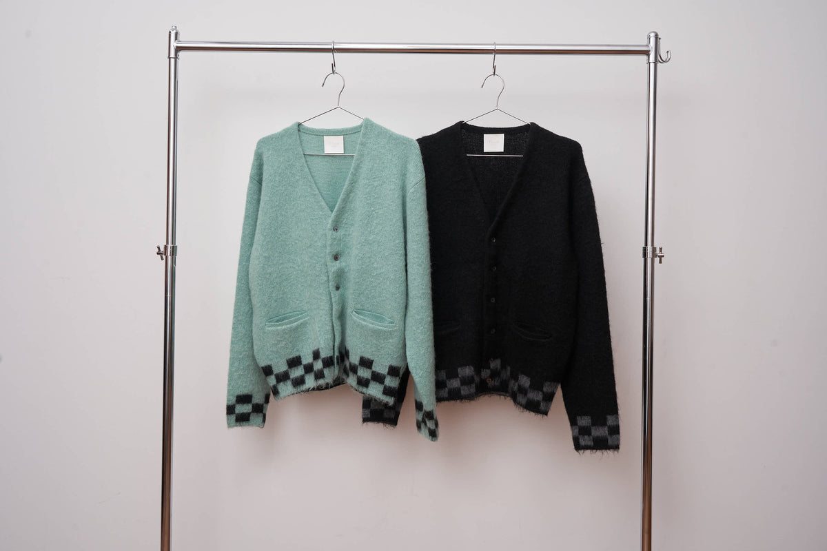 TODAY edition : CHECKER MOHAIR CARDIGAN / BLUE
