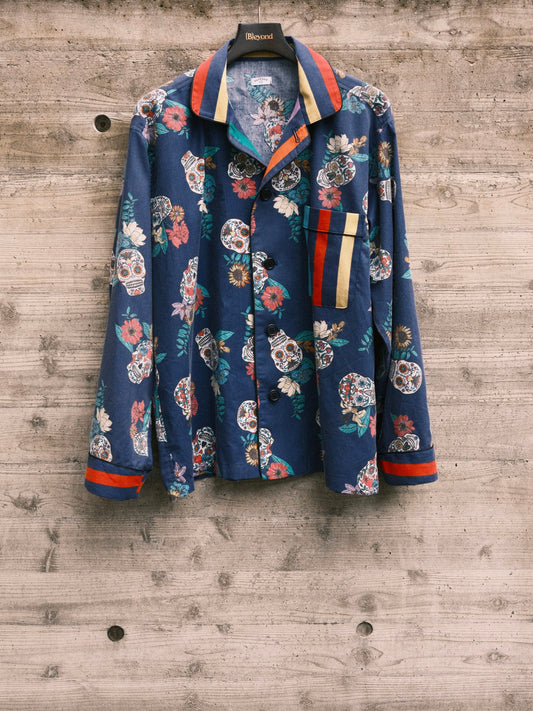 OLDPARK : PAJAMA SHIRT -SHEET- "Mexican skull"/ Mサイズ