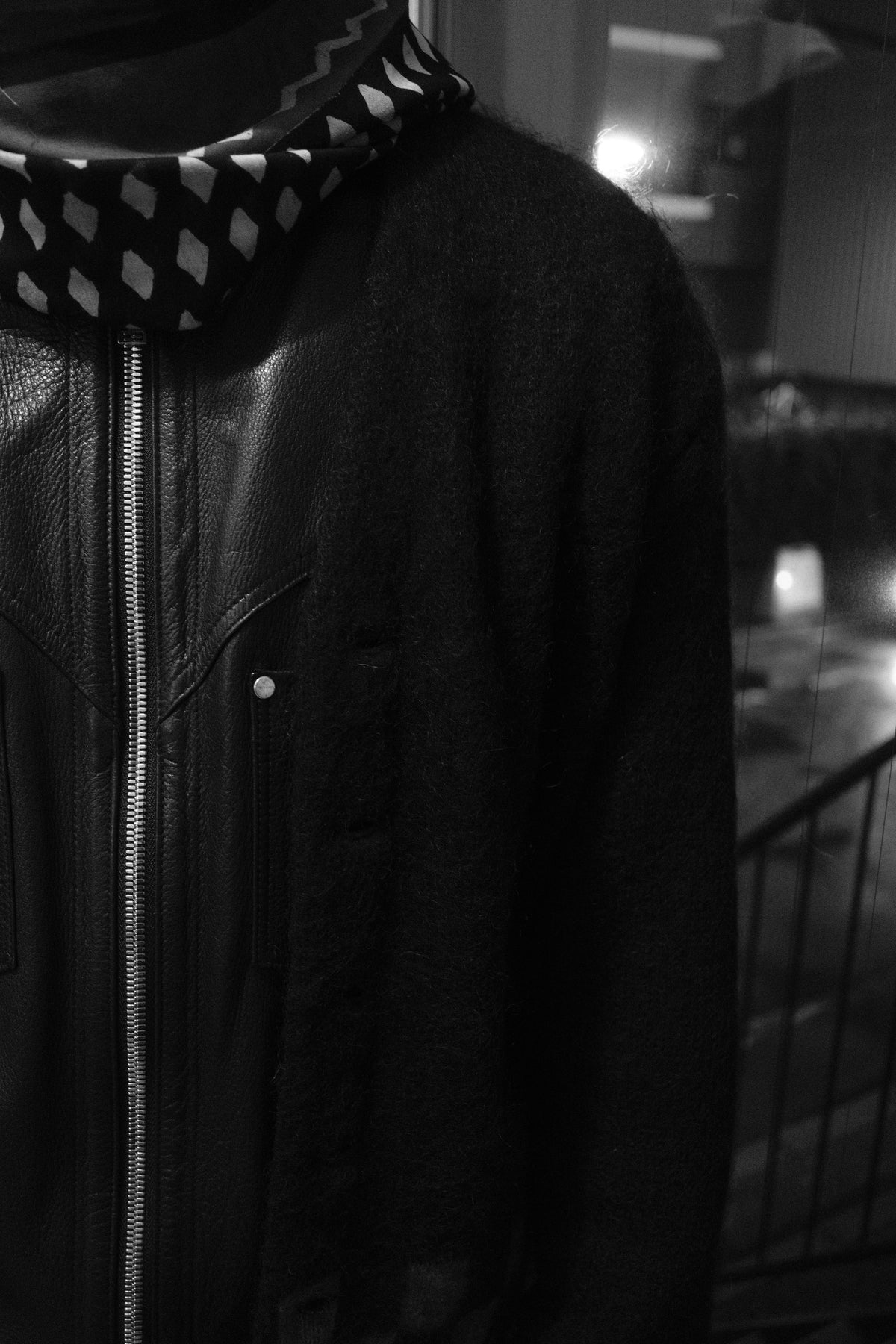 TODAY edition : CHECKER MOHAIR CARDIGAN / BLACK