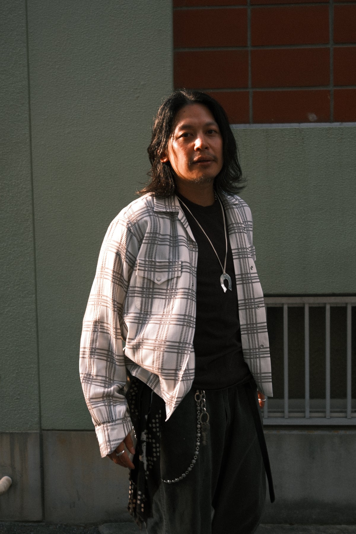 The Letters : OPEN COLLAR SHIRT -SASHIKO CHECK RAYON- / IVORY