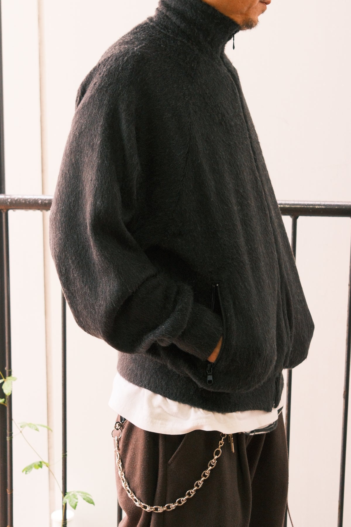 MINEDENIM : A.Wool Shaggy Track Jacket / CHARCOAL GRAY