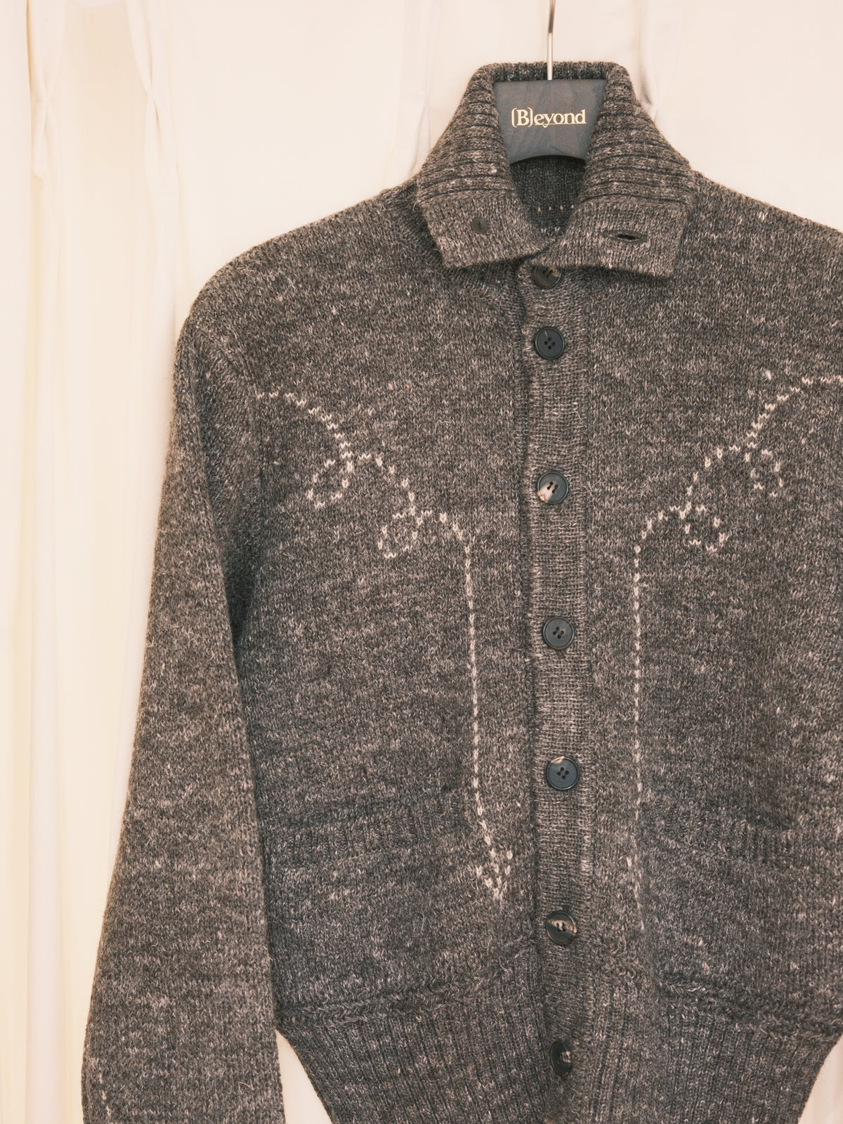 The Letters : 5G COW BOY TURTLENECK CARDIGAN -SHETLAND WOOL LINEN-