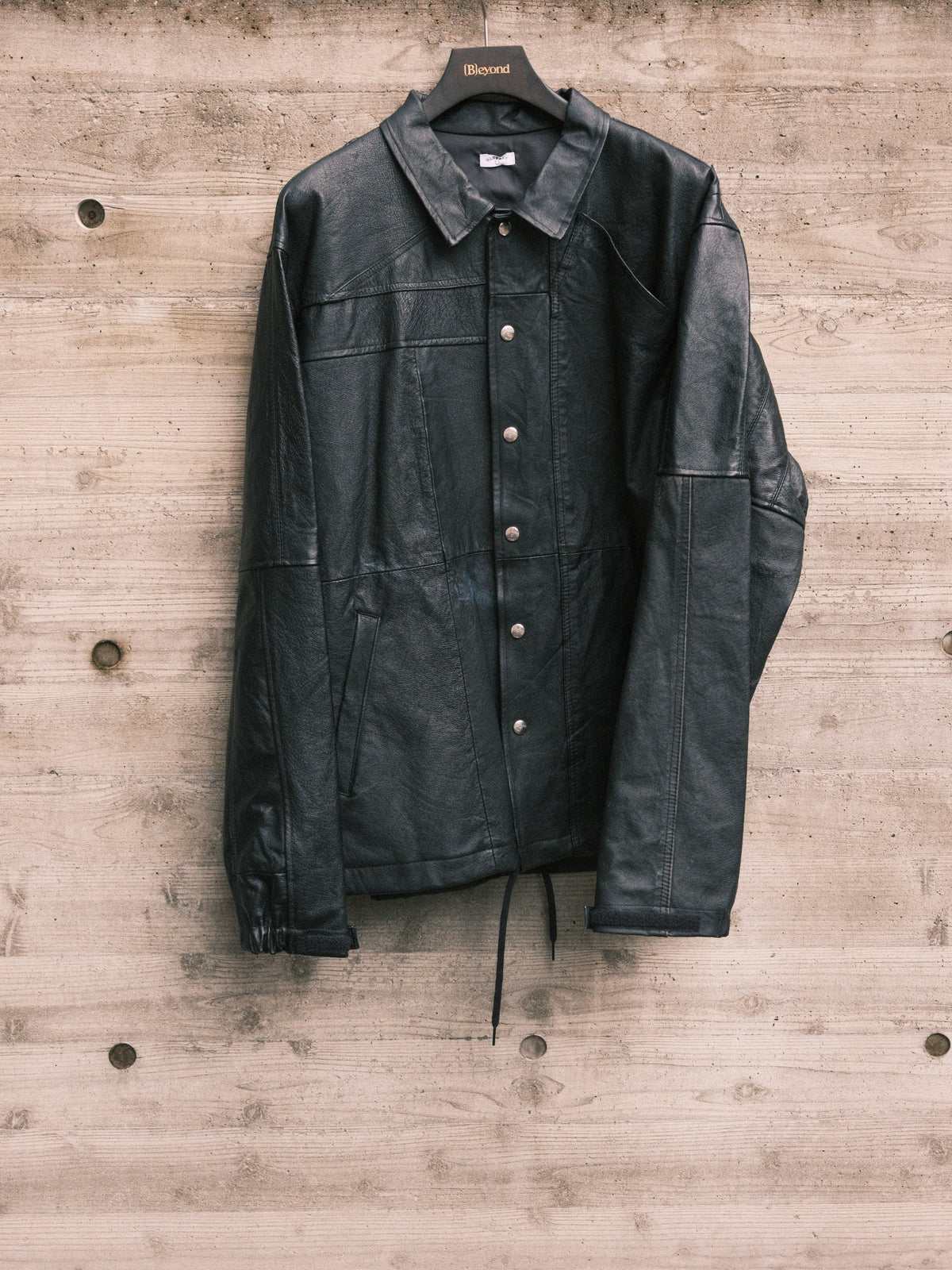 OLDPARK : COACH JACKET -LEATHER-  (BLACK、XLサイズ)