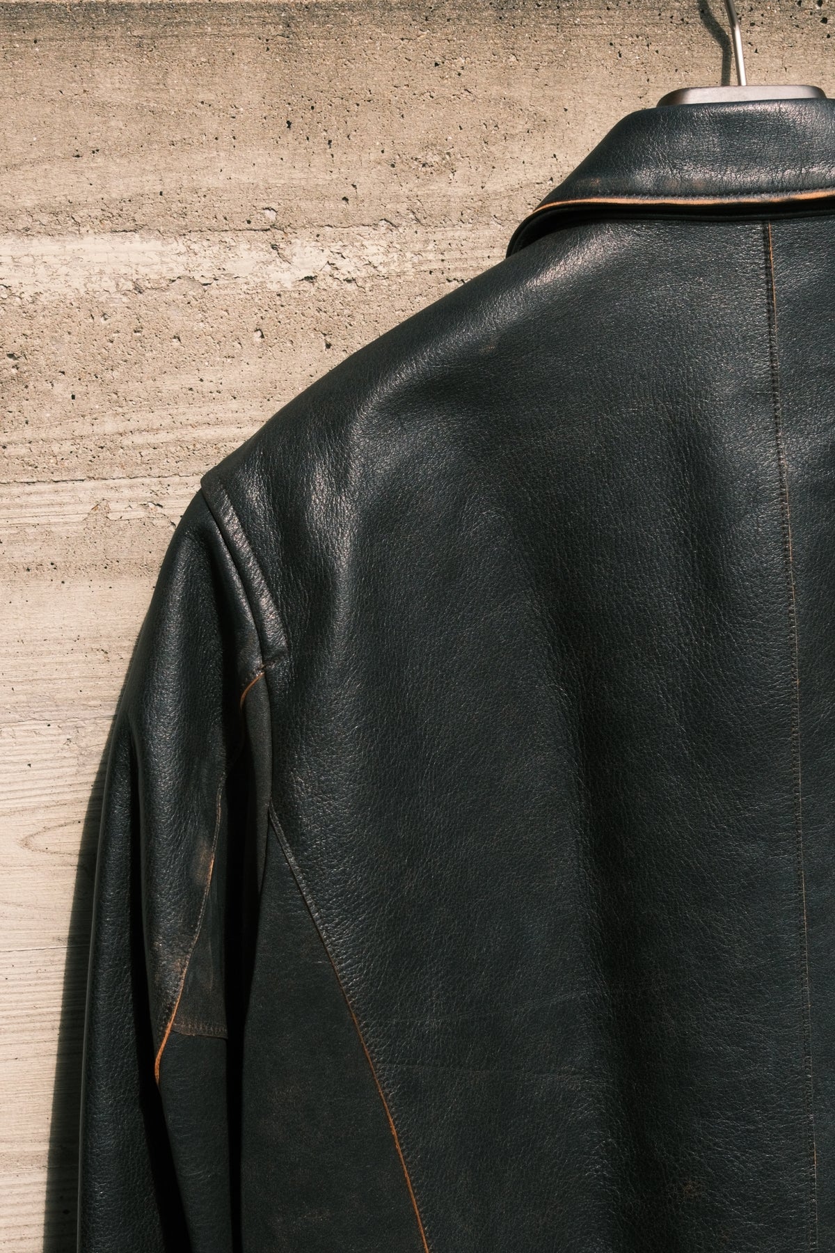 JOHN MASON SMITH / JANE SMITH : COW LEATHER VINTAGE FINISHED ZIP BLOUSON